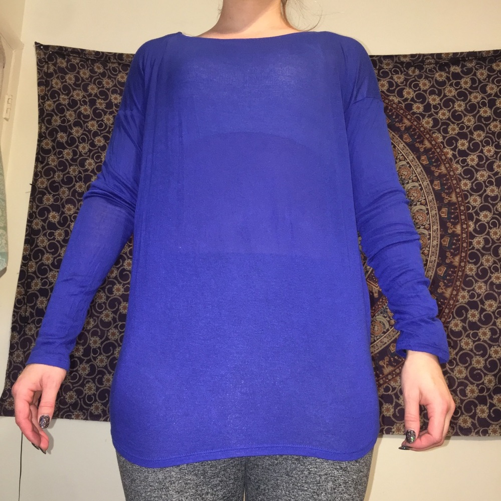 Royal blue oversized long sleeve shirt